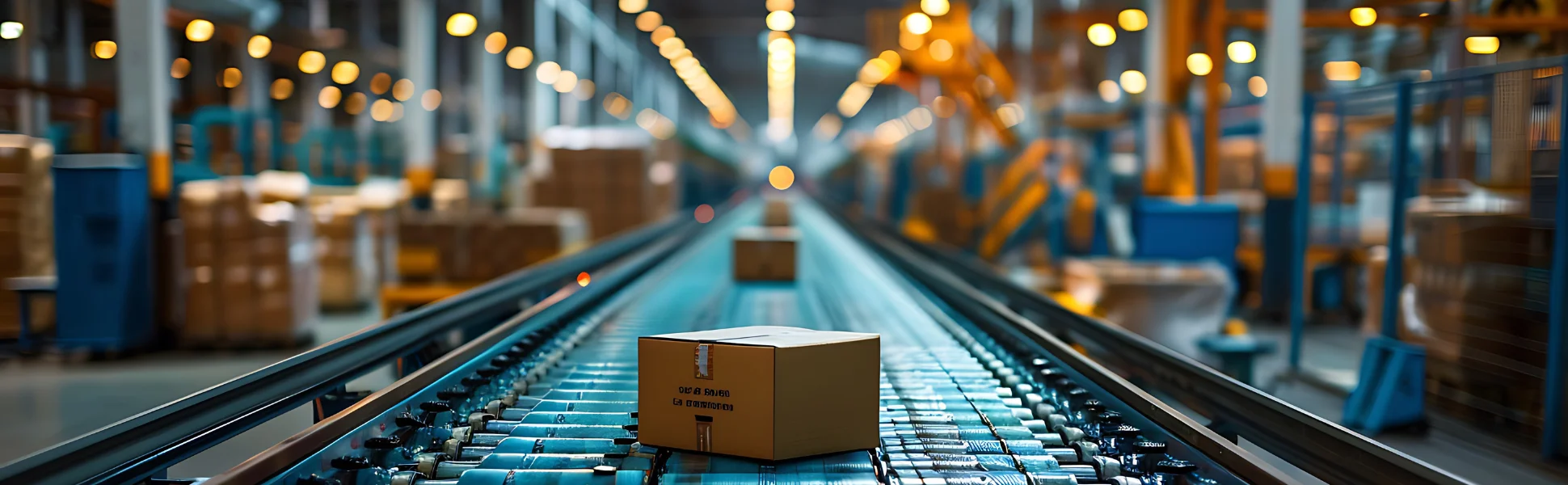 Taśma produkcyjna transportująca materiały opakowaniowe